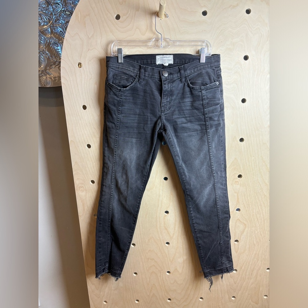 Current/Elliott Style 1863-1875 Black Denim Jeans Raw Hem Women's Size 27